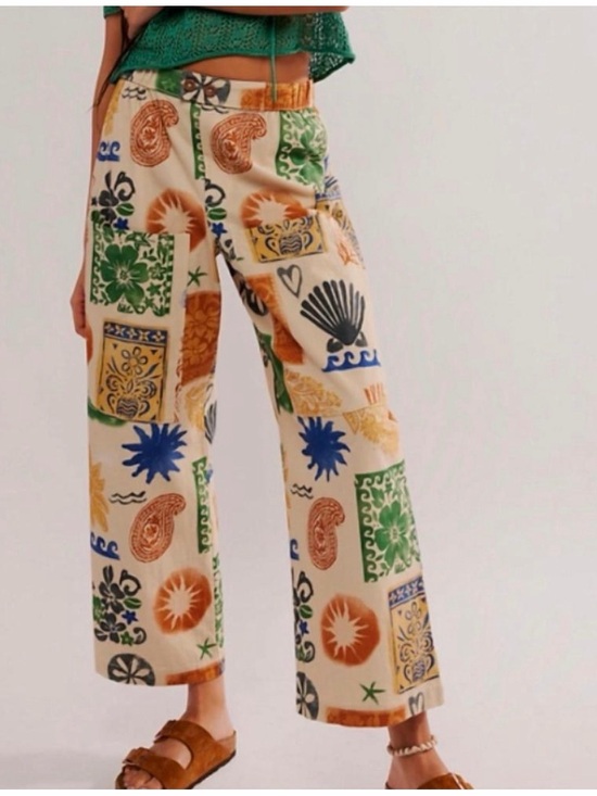 Free People Pants - FP Seaside tan wide leg pocket pants